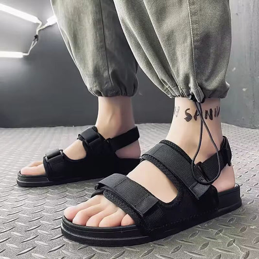 2024 New Men's Sandals Anti-slip One-piece Slippers Summer Outerwear Beach Drive Sports Car Shoes Mesh Lining Eva Outsole